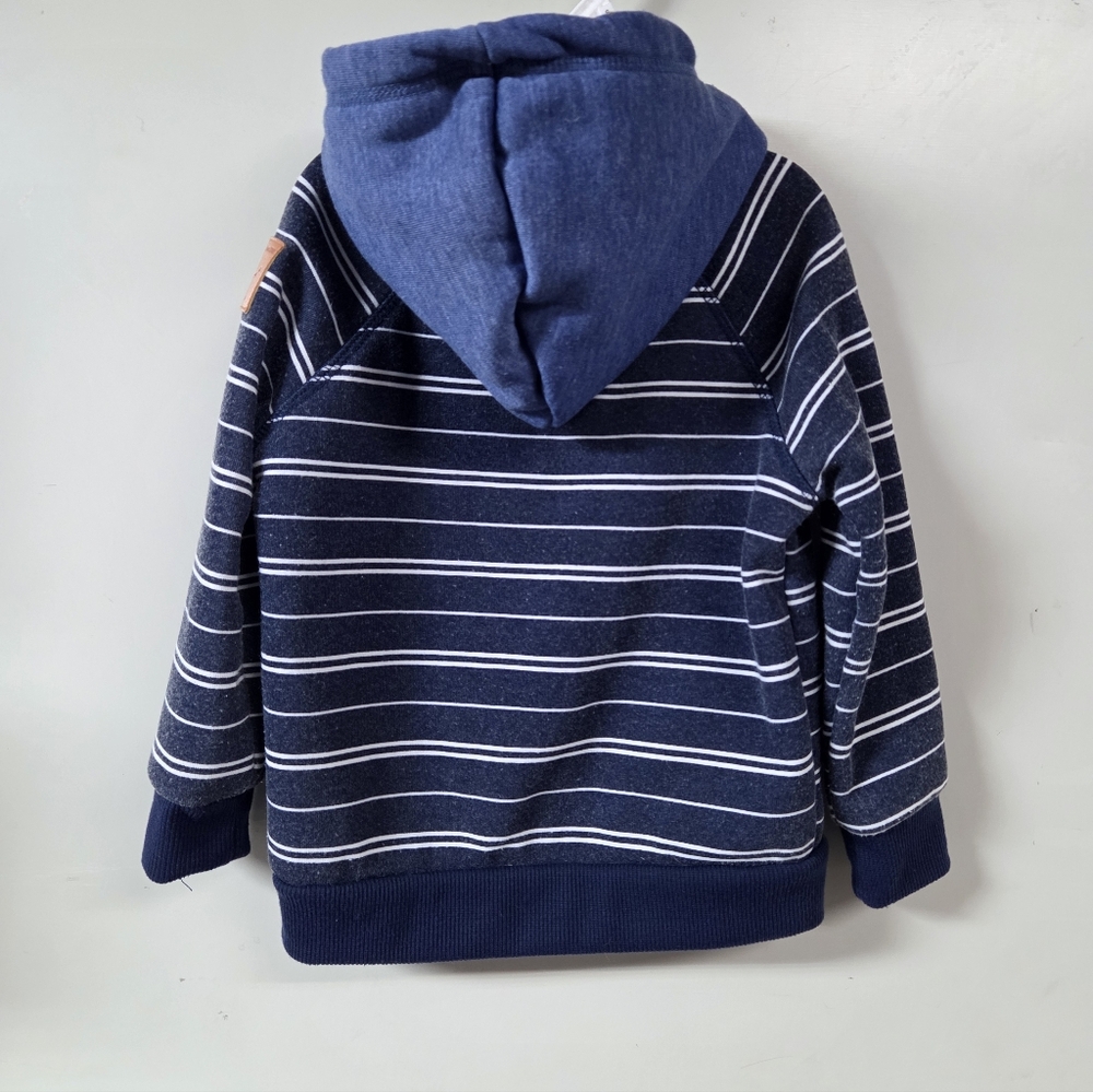 7 For All Mankind Navy Blue Striped Kids Hoodie - Picture 6 of 7